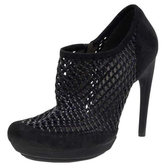 Balenciaga Black Netted Suede Ankle Booties Size 38.5 - Picture 1 of 4